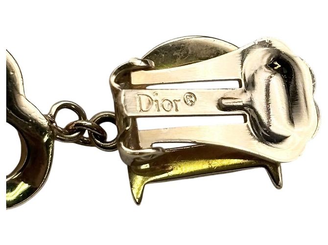 Boucles d'oreilles en forme de cœur en cristal rhinestone doré avec logo Christian Dior - vue 5