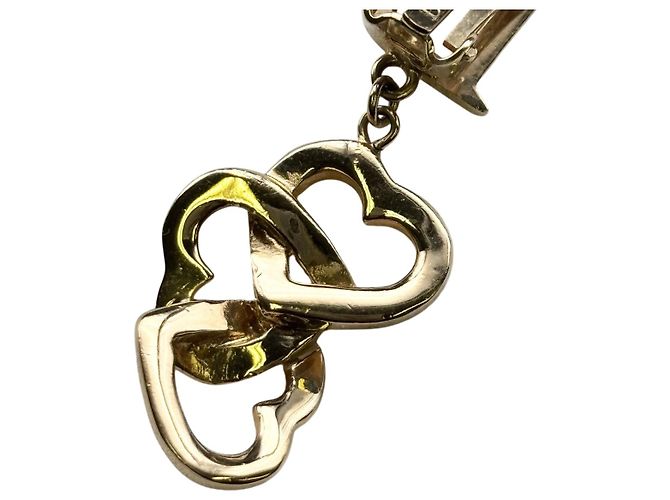 Boucles d'oreilles en forme de cœur en cristal rhinestone doré avec logo Christian Dior - vue 7