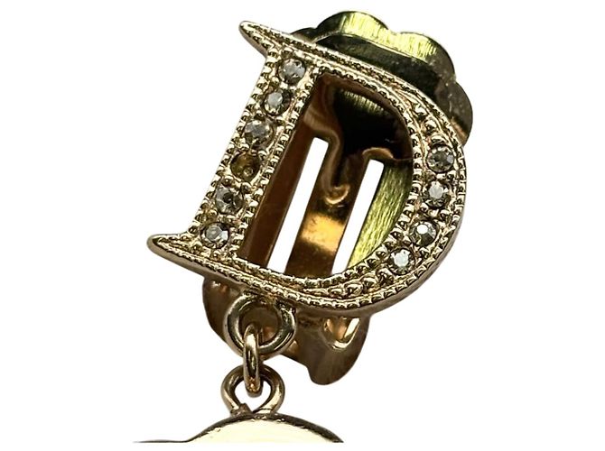 Boucles d'oreilles en forme de cœur en cristal rhinestone doré avec logo Christian Dior - vue 9