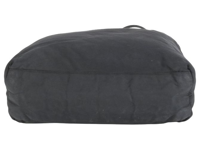 Borsa a spalla tote in nylon tessuto nero con logo Prada - vista 6