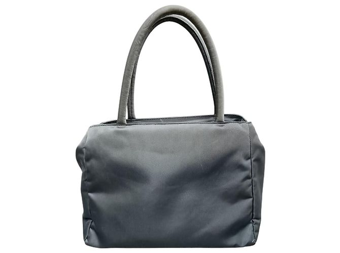 Prada Nylon Tessuto Hellblau Grau Logo Handtasche - Ansicht 4