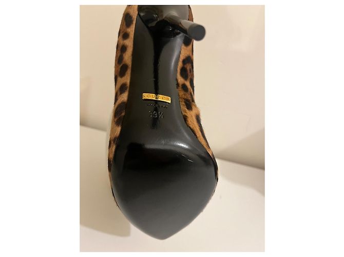Décolleté Gucci in pelliccia stampa leopardata Marrone scuro - vista 7