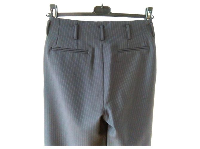 CALÇA DE LÃ E MOHAIR LISTRADA GUCCI. Preto - vista 10