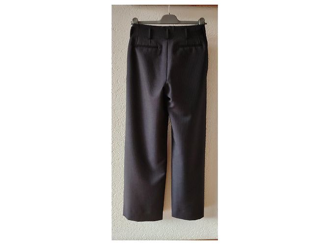 CALÇA DE LÃ E MOHAIR LISTRADA GUCCI. Preto - vista 4