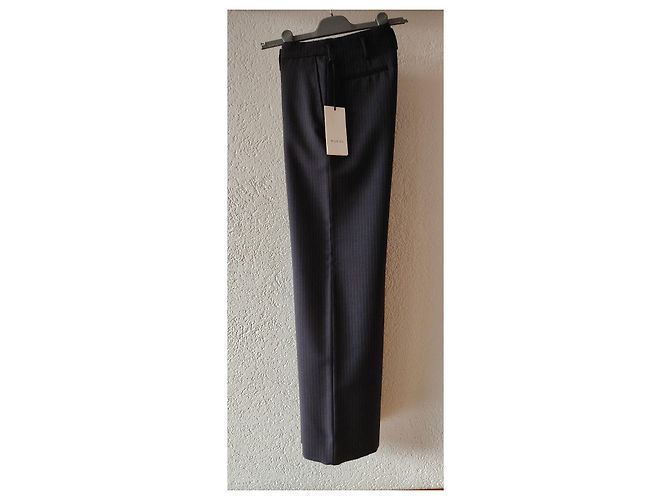 CALÇA DE LÃ E MOHAIR LISTRADA GUCCI. Preto - vista 6
