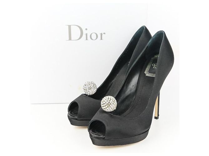 Décolleté in satin Christian Dior Nero - vista 14