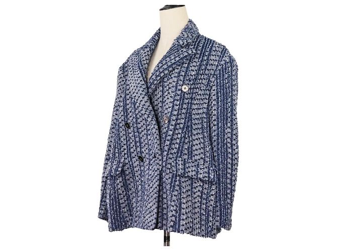 Autre Marque Chaqueta de tweed de mezclilla de doble botonadura EZUMi Azul - vista 2