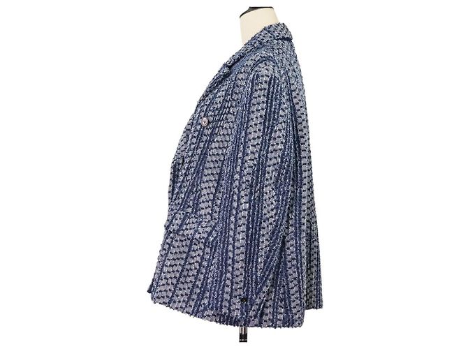 Autre Marque Chaqueta de tweed de mezclilla de doble botonadura EZUMi Azul - vista 3