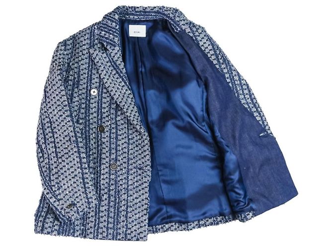Autre Marque Chaqueta de tweed de mezclilla de doble botonadura EZUMi Azul - vista 6