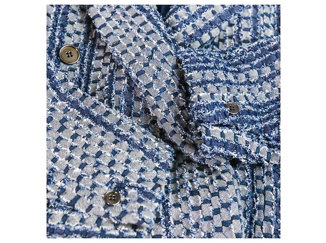 Autre Marque Chaqueta de tweed de mezclilla de doble botonadura EZUMi Azul - vista 7