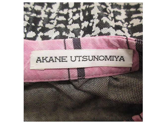 Autre Marque Akane Utsunomiya Tweed-Druckkleid Braun Schwarz Pink - Ansicht 8