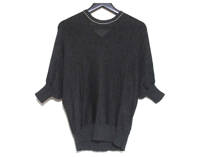 Autre Marque ICB 2-Wege Sommerstrickpullover Grau Anthrazitgrau - Ansicht 2