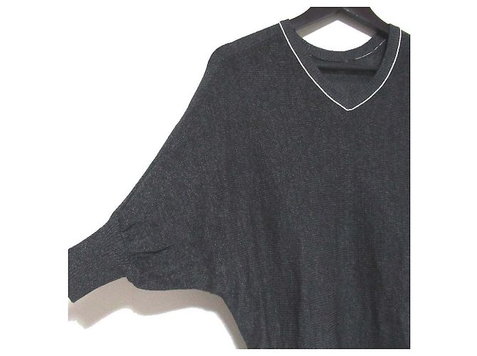 Autre Marque ICB 2-Wege Sommerstrickpullover Grau Anthrazitgrau - Ansicht 3