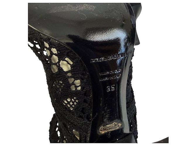 Dolce & Gabbana Botines cortos de encaje de ganchillo Dolce&Gabbana Nero - vista 10