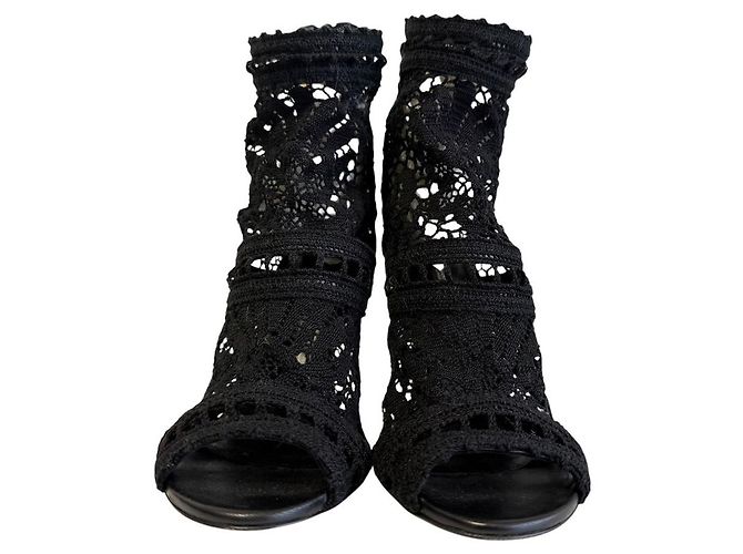 Dolce & Gabbana Botines cortos de encaje de ganchillo Dolce&Gabbana Nero - vista 2
