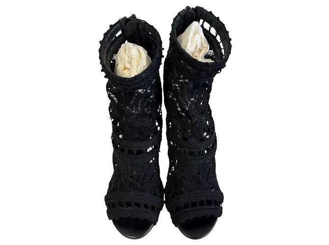 Dolce & Gabbana Botines cortos de encaje de ganchillo Dolce&Gabbana Nero - vista 3