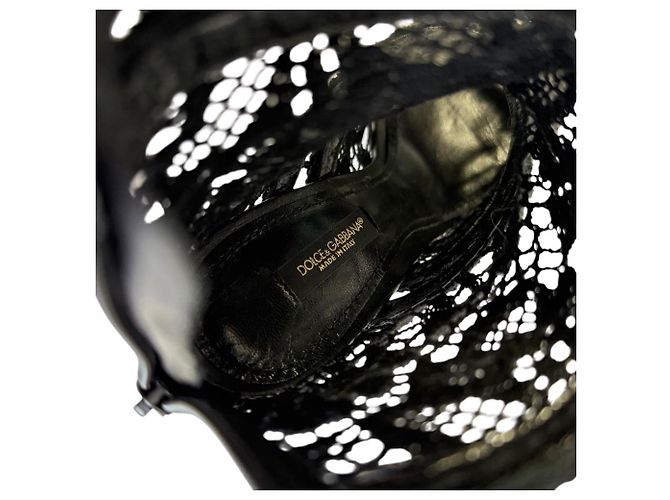 Dolce & Gabbana Botines cortos de encaje de ganchillo Dolce&Gabbana Nero - vista 8
