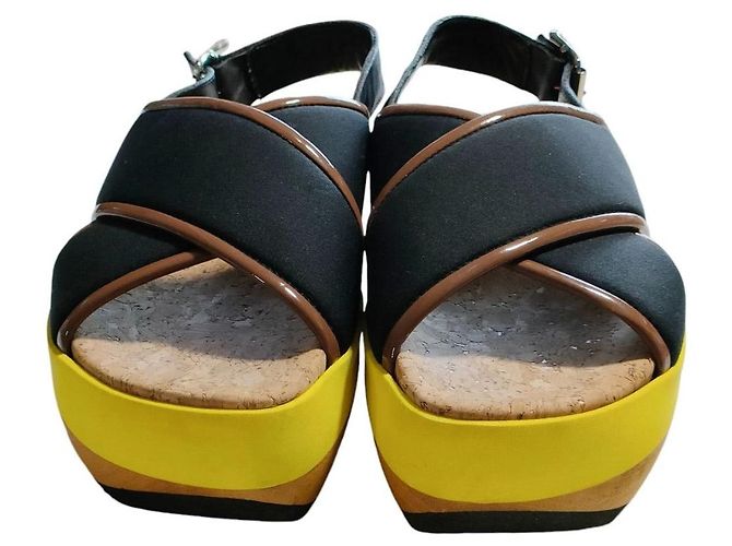 Sandali con zeppa in pelle Marni Giallo - vista 2