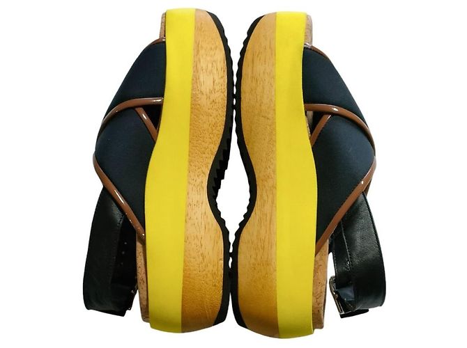 Sandali con zeppa in pelle Marni Giallo - vista 4