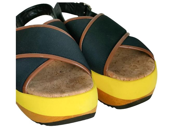Sandali con zeppa in pelle Marni Giallo - vista 6