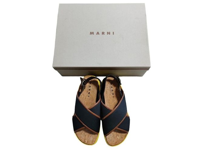 Sandali con zeppa in pelle Marni Giallo - vista 9