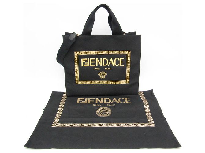 Fendace Tote Bag Fendi x Versace Schwarz Golden - Ansicht 2