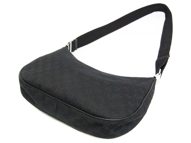 Borsa a Spalla in Tela GG e Pelle Gucci Nero - vista 2