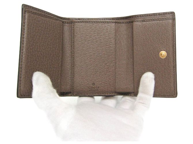 Billetera Tri-Fold Ophidia de Gucci Beige Marrón oscuro - vista 3