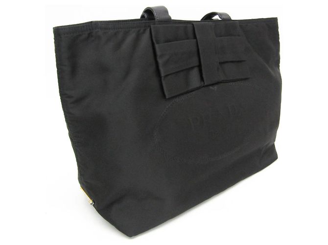 Borsa tote da donna Prada TESSUTO con nastro Nero - vista 5