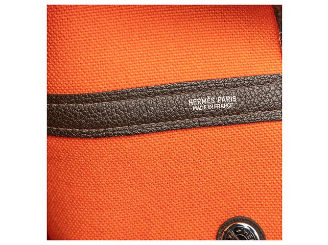 Hermès Borsa Garden Party 49 in Tela Herringbone e Negonda Marrone Taupe - vista 5