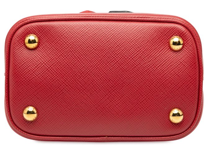 Sac à main panier en cuir Saffiano rouge petit orné de Prada - vue 3