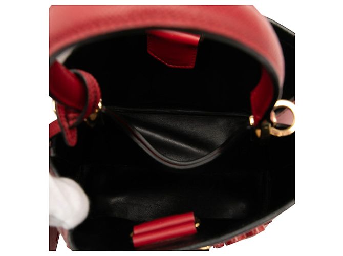 Sac à main panier en cuir Saffiano rouge petit orné de Prada - vue 4