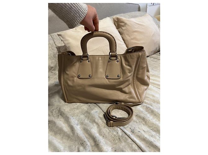 Borsa a mano Prada in pelle crema - vista 3