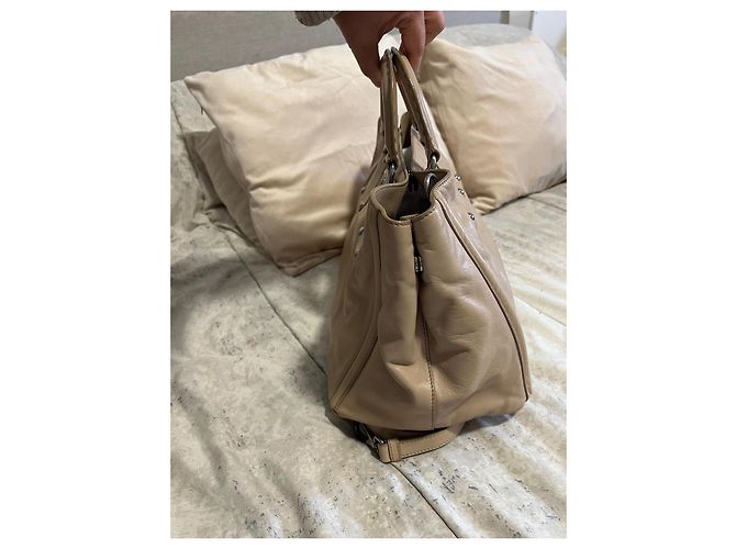 Borsa a mano Prada in pelle crema - vista 5