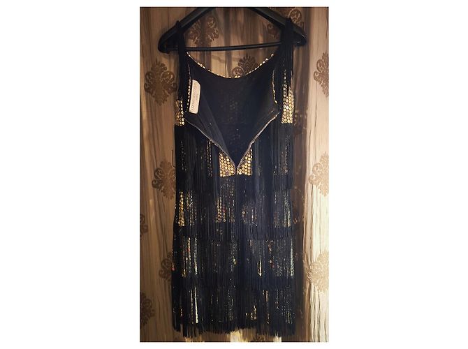 Kurzes Abendkleid Azzaro Paris Couture Schwarz Golden - Ansicht 4
