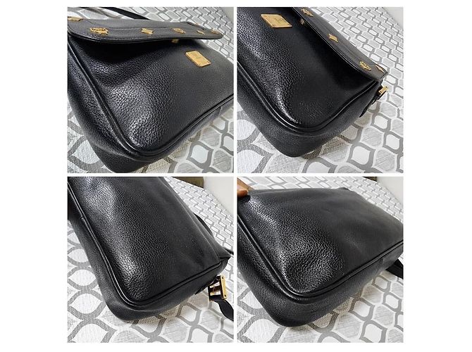 MCM Vintage Leder Nieten Umhängetasche Schwarz - Ansicht 10