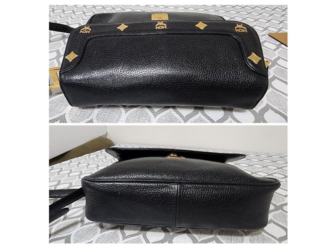 MCM Vintage Leder Nieten Umhängetasche Schwarz - Ansicht 11