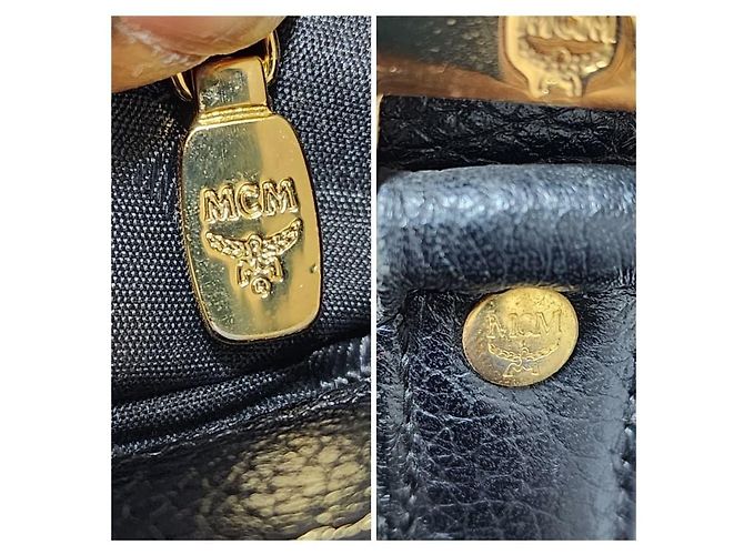 MCM Vintage Leder Nieten Umhängetasche Schwarz - Ansicht 6