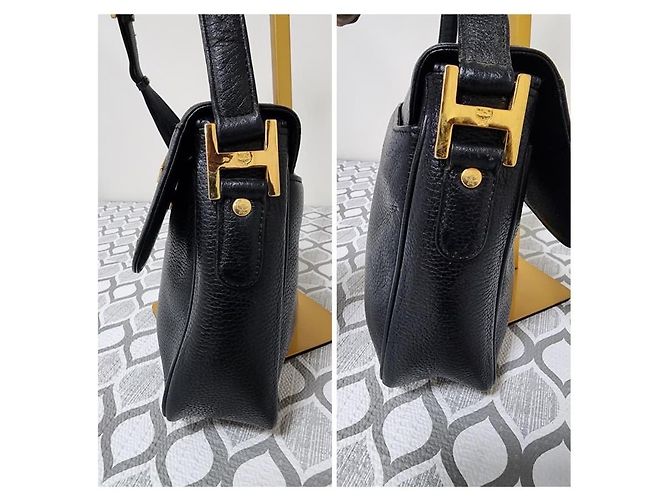 MCM Vintage Leder Nieten Umhängetasche Schwarz - Ansicht 7