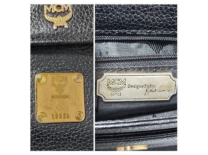 MCM Vintage Leder Nieten Umhängetasche Schwarz - Ansicht 8