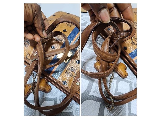 Borsa tote a righe a forma di osso per cani MCM Visetos marrone - vista 12