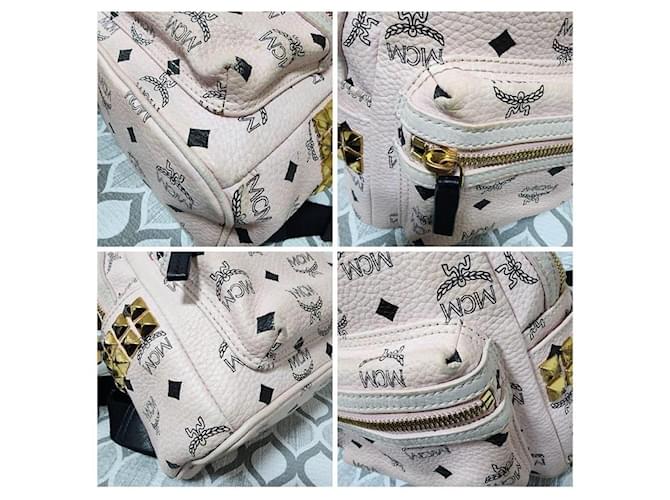 MCM Visetos Side Stud X-Mini Stark Rucksack Hellrosa Schwarz Pink - Ansicht 10