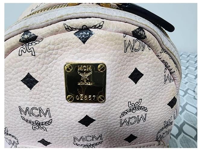 MCM Visetos Side Stud X-Mini Stark Rucksack Hellrosa Schwarz Pink - Ansicht 13