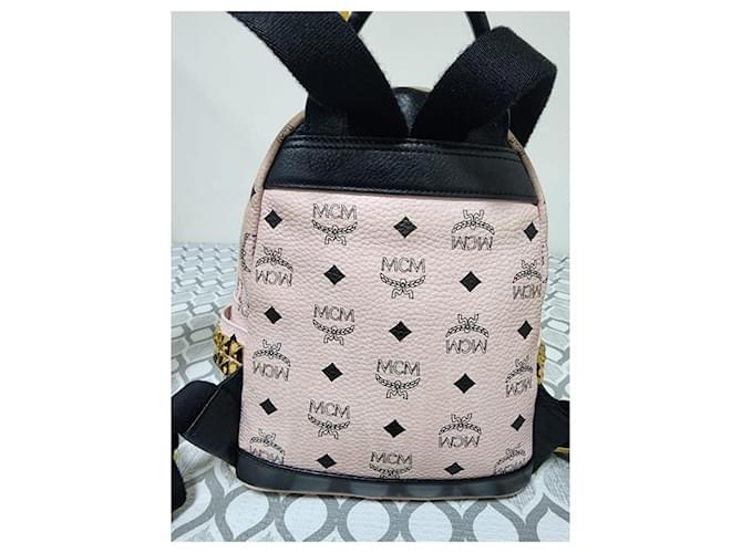 MCM Visetos Side Stud X-Mini Stark Rucksack Hellrosa Schwarz Pink - Ansicht 17