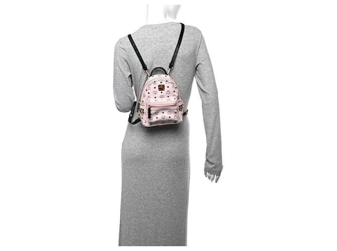 MCM Visetos Side Stud X-Mini Stark Rucksack Hellrosa Schwarz Pink - Ansicht 3