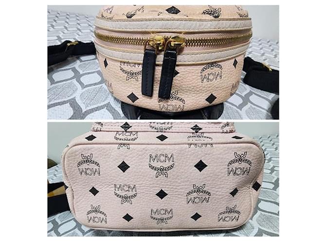 MCM Visetos Side Stud X-Mini Stark Rucksack Hellrosa Schwarz Pink - Ansicht 6