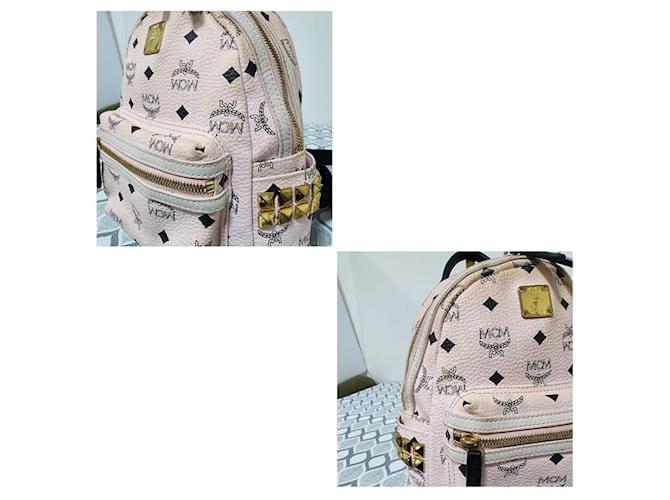 MCM Visetos Side Stud X-Mini Stark Rucksack Hellrosa Schwarz Pink - Ansicht 9