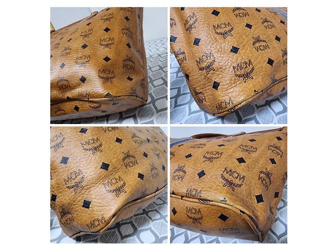 Borsa tote a righe MCM Visetos in cognac Marrone - vista 11