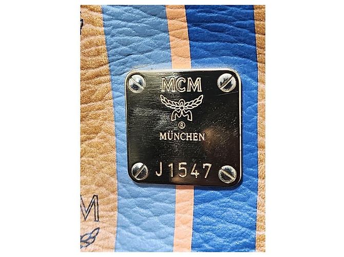 Borsa tote a righe MCM Visetos in cognac Marrone - vista 14