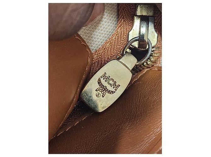Borsa tote a righe MCM Visetos in cognac Marrone - vista 8